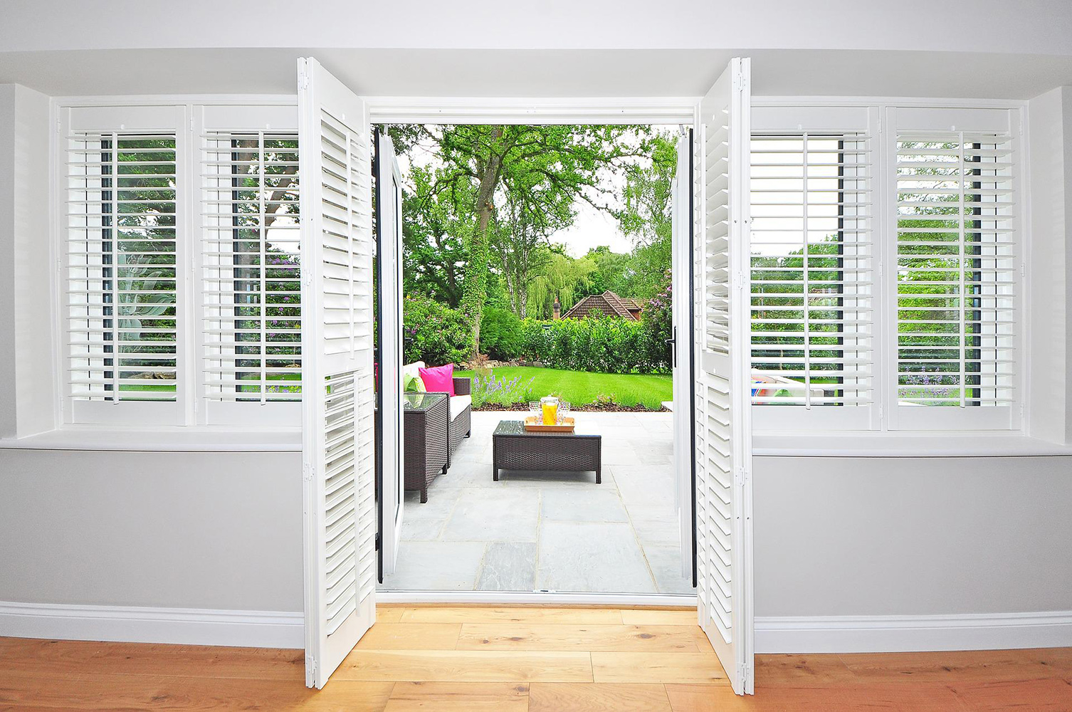 Plantation shutters doorway