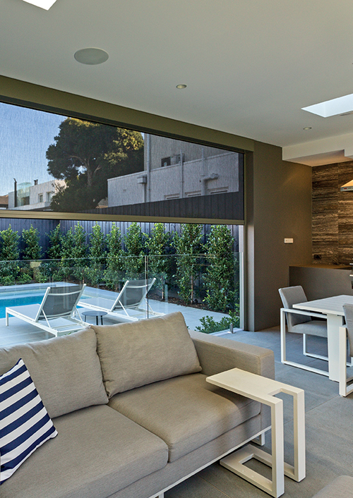 Shyzip outdoor screen blinds pool Shyzip outdoor screen blind