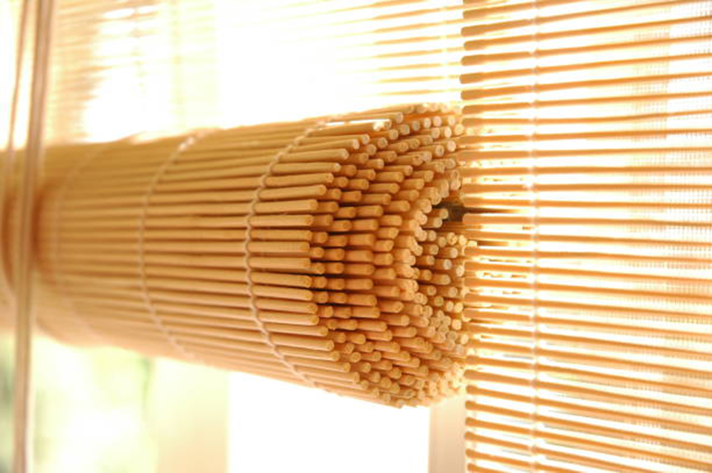 Woven timber bamboo roll up